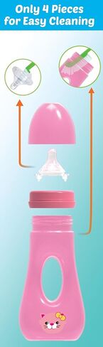 زجاجات الأطفال Avima Easy Grip المضادة للمغص، خالية من BPA، 8 أونصة. رقبة واسعة مع حلمات سيليكون متوسطة التدفق، باللون الوردي (عبوة من 3 قطع) in Kuwait