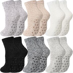 Geyoga 6 Pairs Fuzzy Socks with Grips for Women Non Slip Hospital Cozy Slipper Socks Winter Soft Warm Valentines Gift for Her in Saudi Arabia