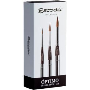 Escoda Signature Artist Watercolor Paint Brush Set, Marie Boudon Set #1, Includes Perla (Synthetic White Toray) Round Size 14, Perla Angle Size 10 and Ultimo (Synthetic Squirrel) Mottler Size 9 in Kuwait