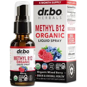 Vitamin B12 Liquid Spray Drops - Organic Liquid B12 Vitamins for Women, Men, Kids & Energy, Vegan Sublingual Methyl B 12 Spray Supplement - Organic Pure Methylcobalamin Vit B 12 Drops Vitamins 1 Fl Oz in Saudi Arabia