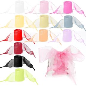 12 Pairs Lace Shoelaces, Chiffon Yarn Ribbon Shoe Laces for DIY Project, 12 Colors Shoe Strings for Sneakers, 120 x 4 cm Fashion Satin Sneaker Laces for Women Ladies Girls in Saudi Arabia