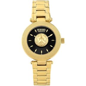 Versus Versace Brick Lane Lion Collection Luxury Womens Watch Timepieces with a Gold Bracelet and Case Featuring a Black Dial in Saudi Arabia