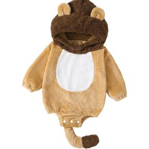 Toddler Baby Halloween Costumes Cute Animal Clothes Flannel Hooded Romper Cosplay Jumpsuit Warm Fall Winter Outfit in Kuwait