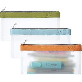 Mr. Pen- Clear Pencil Pouch, 3 Pack, Clear Pencil Case, Pencil Bags, Clear Pouch, Pencil Case for Kids Pencil Case, Clear Makeup Pouch, Kids Pencil Pouch, Pencil Cases, Clear Make Up Bag in Kuwait