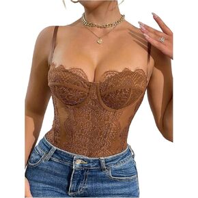 SweatyRocks Women's Lace Shapewear Bodysuits Backless Sleeveless Thong Bodysuit Shirt Tops in Saudi Arabia
