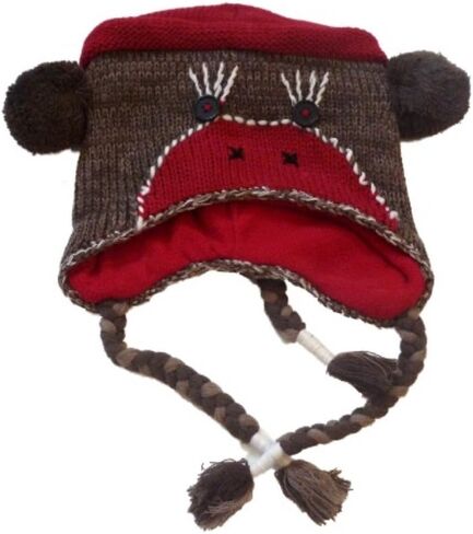JCP Womens Brown Knit Sock Monkey Peruvian Style Trapper Hat in Saudi Arabia