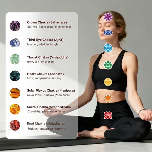 قطعتان من أساور الشاكرا للنساء - 7 بلورات شفاء وأحجار روحية، مجوهرات التأمل لتخفيف القلق in Kuwait