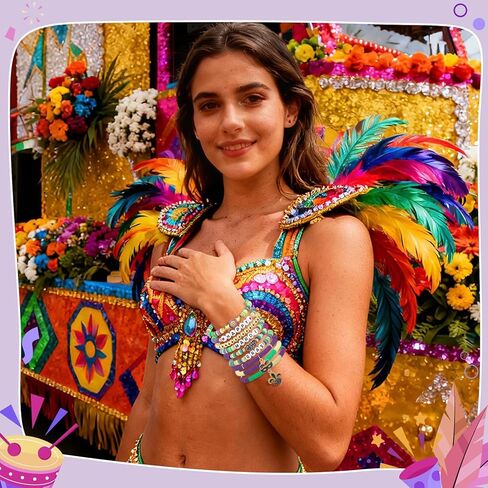 Mardi Gras Beaded Bracelets for Women Mask Fleur Fleur De Lis Purple Green Gold Heishi Stretch Bracelets Carnival Celebrations Party Jewelry in Saudi Arabia