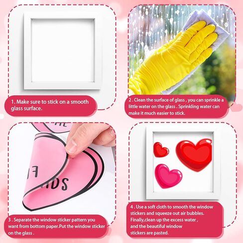 Whaline Extra Large Valentine' s Day Window Clings Window Decal Red Pink Heart Love Gnome Reusable Anti-Collision Windows Decor for Wedding Anniversary Home Party Supplies, 4 Sheets in Saudi Arabia