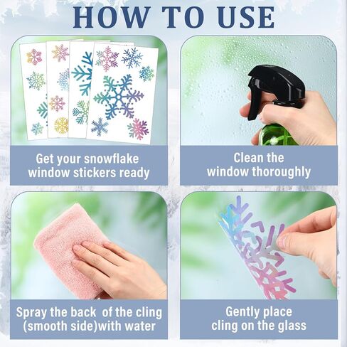 Gueevin 8 Sheets Winter Snowflake Window Clings Pastel Christmas Window Clings Iridescent Winter Decals with Static Cling Stickers for Seasonal Home Fridge Holiday Party Decorations in Saudi Arabia