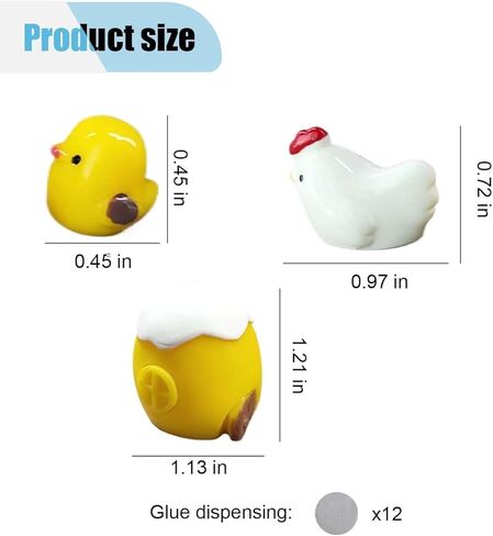 Mini Chickens Car Dashboard Decors, Funny Rearview Mirror Ornament, Cute Hen Chicks Dash Decorations，Interior Accessories for Fairy Garden Landscape, Home, Office in Saudi Arabia