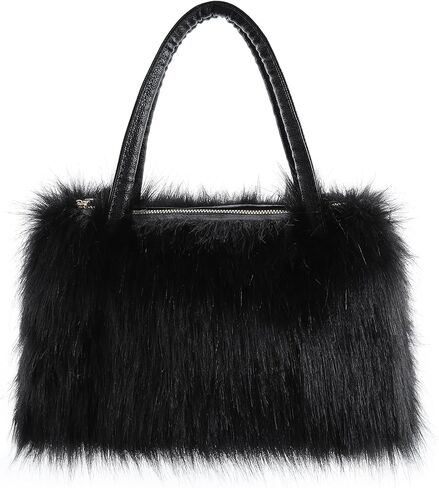 Women Fur Bag Faux Fur Tote Bag Furry Fuzzy Shoulder Crossbody Handbag With Long Shoulder Strap in Saudi Arabia