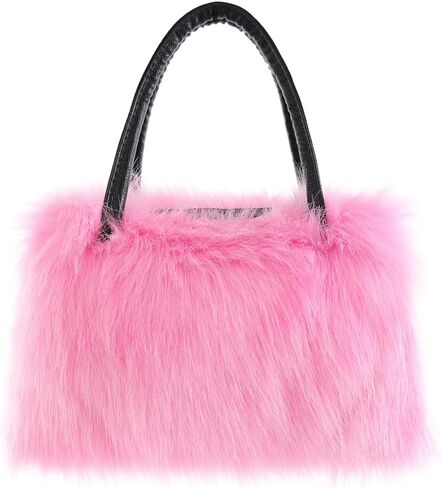 Women Fur Bag Faux Fur Tote Bag Furry Fuzzy Shoulder Crossbody Handbag With Long Shoulder Strap in Saudi Arabia