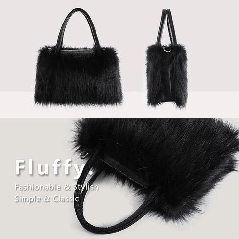 Women Fur Bag Faux Fur Tote Bag Furry Fuzzy Shoulder Crossbody Handbag With Long Shoulder Strap in Saudi Arabia