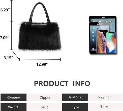 Women Fur Bag Faux Fur Tote Bag Furry Fuzzy Shoulder Crossbody Handbag With Long Shoulder Strap in Saudi Arabia