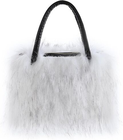 Women Fur Bag Faux Fur Tote Bag Furry Fuzzy Shoulder Crossbody Handbag With Long Shoulder Strap in Saudi Arabia