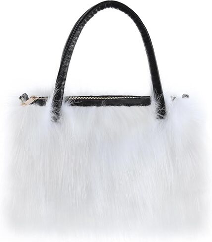 Women Fur Bag Faux Fur Tote Bag Furry Fuzzy Shoulder Crossbody Handbag With Long Shoulder Strap in Saudi Arabia