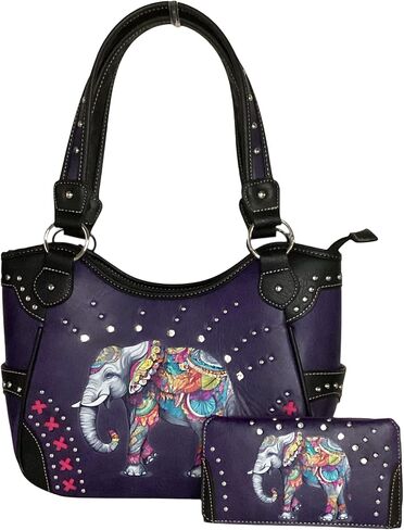 Large Elephant Purse Western Handbag and Wallet Set for Women Boho Tote Bag Combo in Saudi Arabia