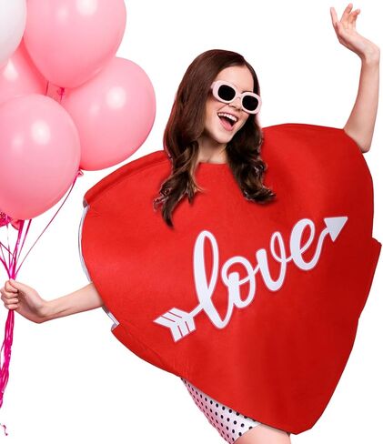 زي Xtinmee لعيد الحب على شكل قلب أحمر للكبار على شكل قلب للنساء والرجال، مستلزمات أعياد الميلاد السنوية in Kuwait