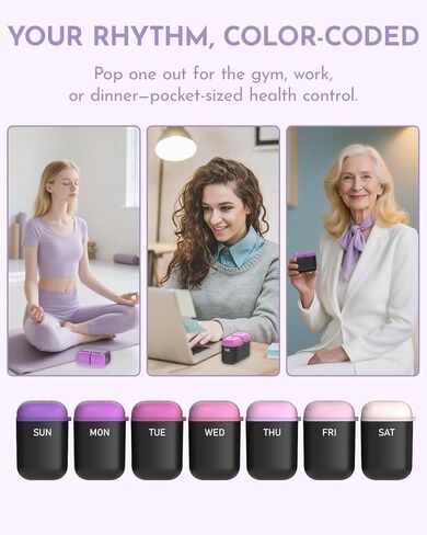 Weekly Pill Organizer 2 Times a Day, 7 Day Travel Medicine Pill Organizer with Moisture-Proof Silicone Lid, AM PM Daily Pill Bottle for Vitamins & Supplements, Pocket-Size Pill Case(Purple) in Saudi Arabia