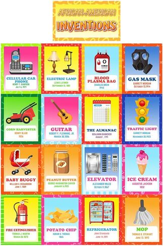 Outus 17 Pieces Black History Month Decorations African American History Poster Black Inventors Bulletin Board African American Inventions Wall Decor for Primary Middle High School Classroom Supplies in Saudi Arabia