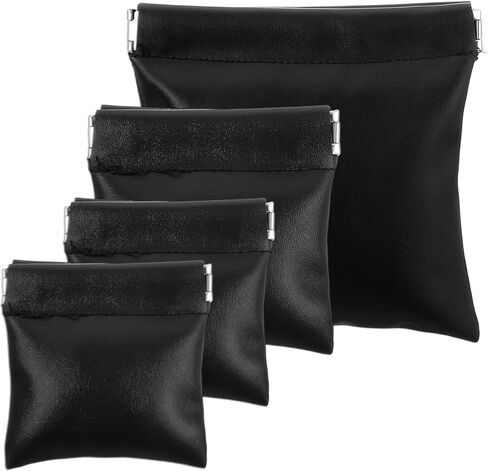 4 Pack PU Leather Squeeze Coin Purse, 3 Sizes No Zipper Change Pouch Snap Closure Organizer Pouch Self Closing Storage Bag for Coin Lipstick Jewelry Earphones in Saudi Arabia
