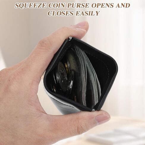 4 Pack PU Leather Squeeze Coin Purse, 3 Sizes No Zipper Change Pouch Snap Closure Organizer Pouch Self Closing Storage Bag for Coin Lipstick Jewelry Earphones in Saudi Arabia