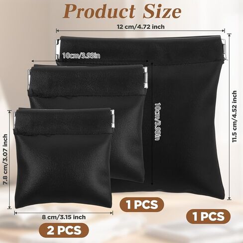 4 Pack PU Leather Squeeze Coin Purse, 3 Sizes No Zipper Change Pouch Snap Closure Organizer Pouch Self Closing Storage Bag for Coin Lipstick Jewelry Earphones in Saudi Arabia