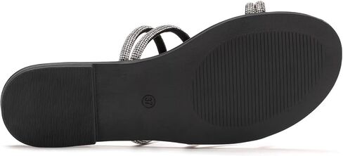 Womens Slide Sandals Open Toe Rhinestone Straps Slip On Beach Slide Casual Dressy Flats Sandal for Women Summer in Saudi Arabia