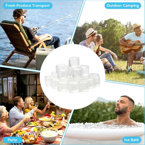 360 Pack White Reusable Ice Cubes Without Diluting for Drinks Permanent Ice Cube Frozen BPA Free for Bars Party Ice Bath Camping Fishing Refreezable Ice Instant Cooler Packs for Injuries in Saudi Arabia