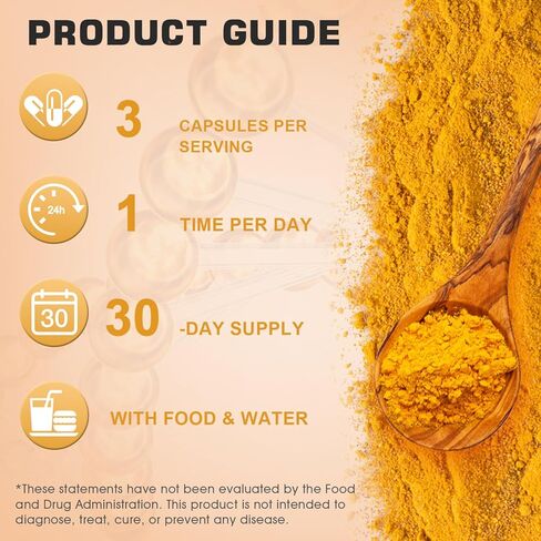 الكركم الكركم 1800 مجم مع 95% من الكركمينويد والفلفل الأسود - تركيبة عالية الامتصاص للمفاصل والالتهابات ودعم المناعة - قوة إضافية، نباتي، غير معدل وراثيًا - 90 كبسولة in Kuwait