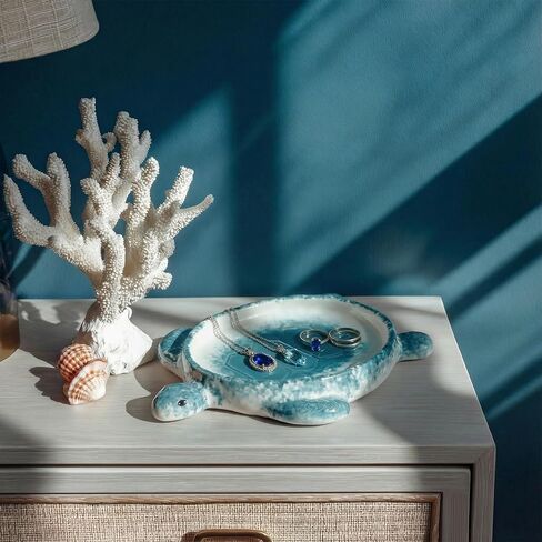Potiera Funny Shark Jewelry Tray, Handmade Ceramic Decorative Ring Holder Trinket Dish Plate for Earrings Necklace Key, Unique Shark Gifts for Girls Women Mom, Coastal Ocean Beach Nautical Theme Decor in Saudi Arabia