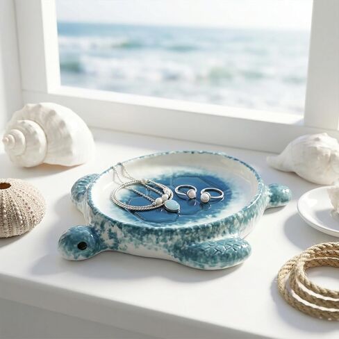 Potiera Funny Shark Jewelry Tray, Handmade Ceramic Decorative Ring Holder Trinket Dish Plate for Earrings Necklace Key, Unique Shark Gifts for Girls Women Mom, Coastal Ocean Beach Nautical Theme Decor in Saudi Arabia
