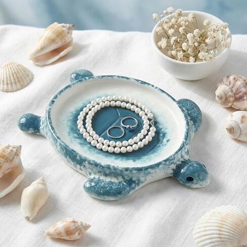 Potiera Funny Shark Jewelry Tray, Handmade Ceramic Decorative Ring Holder Trinket Dish Plate for Earrings Necklace Key, Unique Shark Gifts for Girls Women Mom, Coastal Ocean Beach Nautical Theme Decor in Saudi Arabia