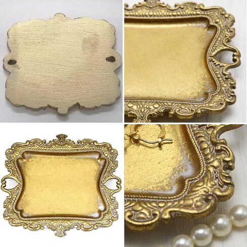 Vintage Small Gold Jewelry Dish, Antique Decor Trinket Tray Ring Holder, Ideal & Unique Decorative Accessories, Perfect for Home Decor & Wedding Gifts, 4.92 x 4.33 x 0.23 Inches in Saudi Arabia
