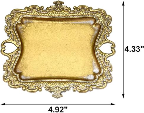 Vintage Small Gold Jewelry Dish, Antique Decor Trinket Tray Ring Holder, Ideal & Unique Decorative Accessories, Perfect for Home Decor & Wedding Gifts, 4.92 x 4.33 x 0.23 Inches in Saudi Arabia