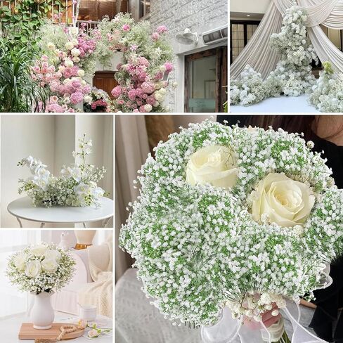 120-Pcs Baby Breath Artificial Flowers Bulk，Artificial Babys Breath Flowers White Artificial Flowers Gypsophila Decoracion for Wedding Party Home Decoration (120-PCS) in Saudi Arabia