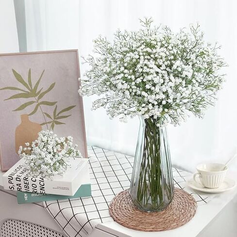 120-Pcs Baby Breath Artificial Flowers Bulk，Artificial Babys Breath Flowers White Artificial Flowers Gypsophila Decoracion for Wedding Party Home Decoration (120-PCS) in Saudi Arabia