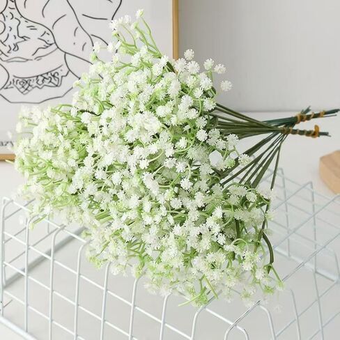 120-Pcs Baby Breath Artificial Flowers Bulk，Artificial Babys Breath Flowers White Artificial Flowers Gypsophila Decoracion for Wedding Party Home Decoration (120-PCS) in Saudi Arabia
