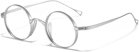 ZEZEFUFU Silver Lightweight Titanium Retro 45mm Spectacle Glasses Round Eyeglass Frames in Saudi Arabia