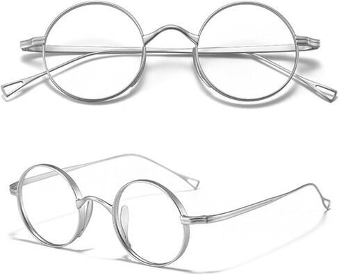 ZEZEFUFU Silver Lightweight Titanium Retro 45mm Spectacle Glasses Round Eyeglass Frames in Saudi Arabia