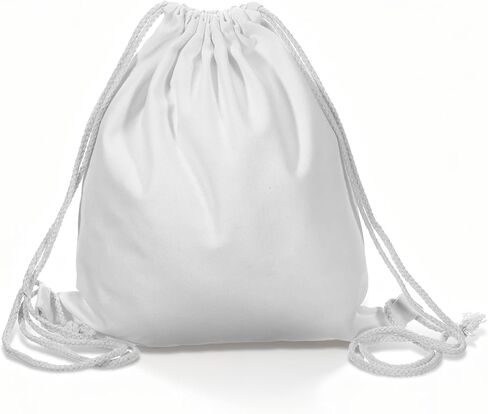 KALIONE Cotton Drawstring Bags, 1Pack Cotton Canvas Drawstring Backpack Bag, Cinch Sport Gym Sack for Women Men, White in Saudi Arabia