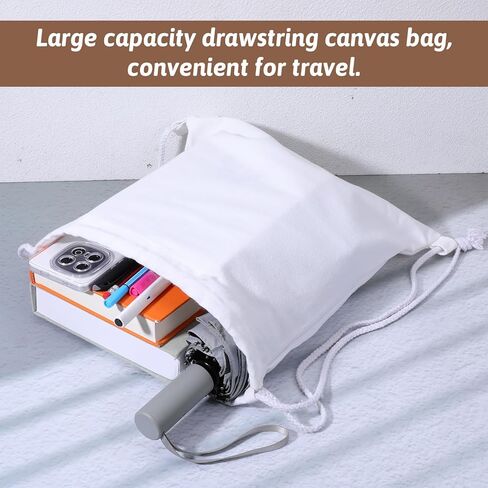 KALIONE Cotton Drawstring Bags, 1Pack Cotton Canvas Drawstring Backpack Bag, Cinch Sport Gym Sack for Women Men, White in Saudi Arabia