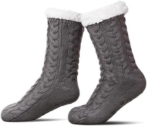 Slipper Socks for Women with Grippers Non Slip, Winter Thick Thermal Fuzzy Socks, Warm Cozy Fleece-Lined House Sock in Saudi Arabia