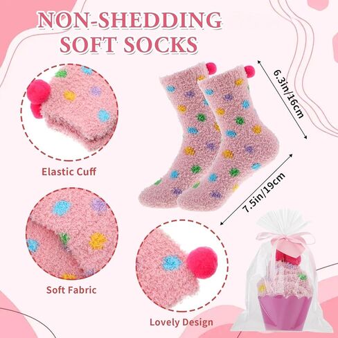 Geyoga 6 Pair Valentines Day Cupcake Fuzzy Socks for Women Cute Cozy Fluffy Winter Warm Slipper Socks in Saudi Arabia