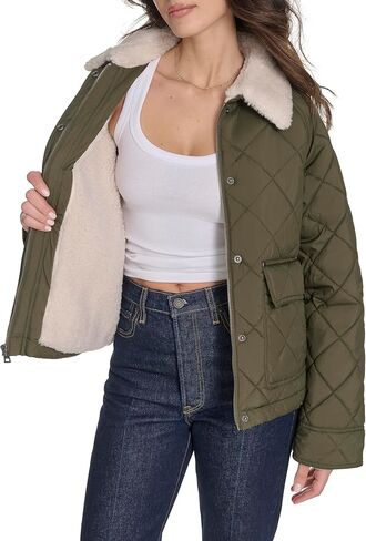 Levi's Women's Diamond Quilted Jacket With Sherpa Collar Jacket in Saudi Arabia