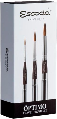 Escoda Signature Artist Watercolor Paint Brush Set, Marie Boudon Set #1, Includes Perla (Synthetic White Toray) Round Size 14, Perla Angle Size 10 and Ultimo (Synthetic Squirrel) Mottler Size 9 in Kuwait