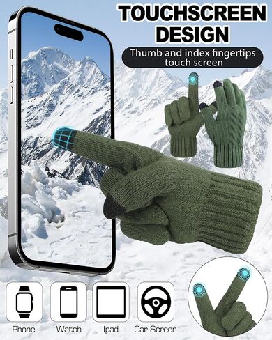 Shihanee 6 Pairs Winter Lined Fleece Gloves for Men Warm Thick Knit Gloves with Touchscreen Fingers for Cold Weather Driving Hiking Thermal Supplies in Saudi Arabia