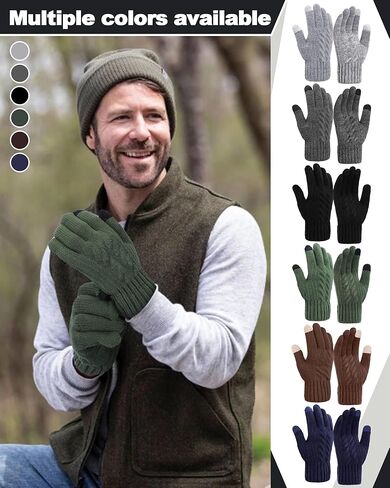 Shihanee 6 Pairs Winter Lined Fleece Gloves for Men Warm Thick Knit Gloves with Touchscreen Fingers for Cold Weather Driving Hiking Thermal Supplies in Saudi Arabia