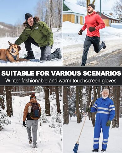 Shihanee 6 Pairs Winter Lined Fleece Gloves for Men Warm Thick Knit Gloves with Touchscreen Fingers for Cold Weather Driving Hiking Thermal Supplies in Saudi Arabia